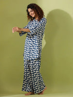 Blue panda print loungewear set - SanskrutiHomes 