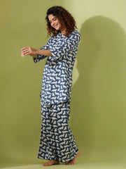 Blue panda print loungewear set - SanskrutiHomes 