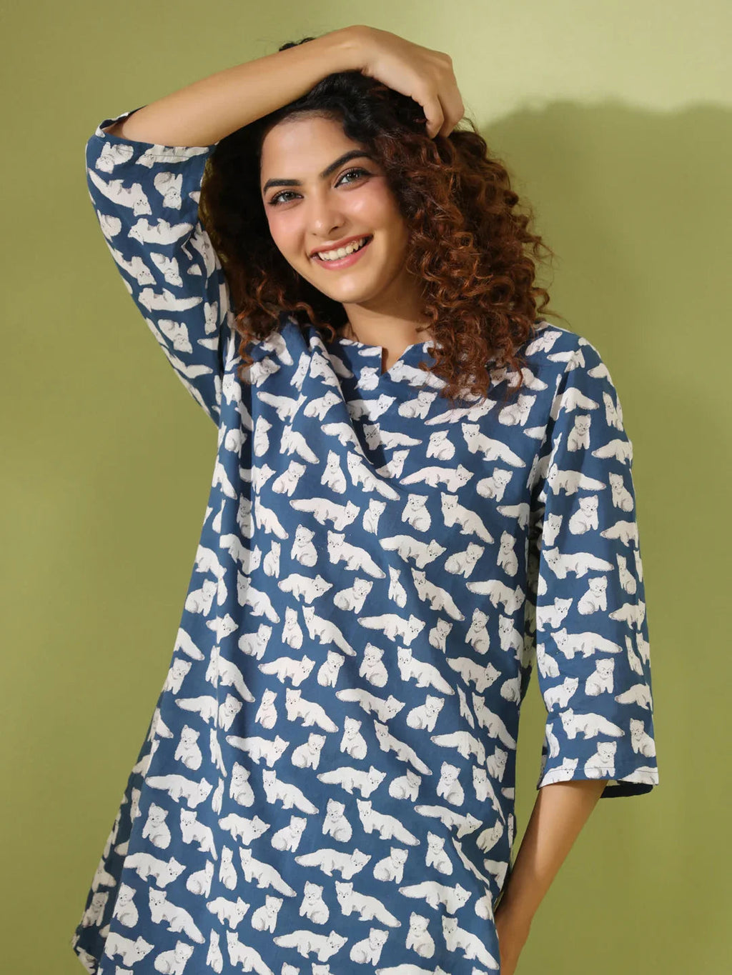 Blue panda print loungewear set - SanskrutiHomes 