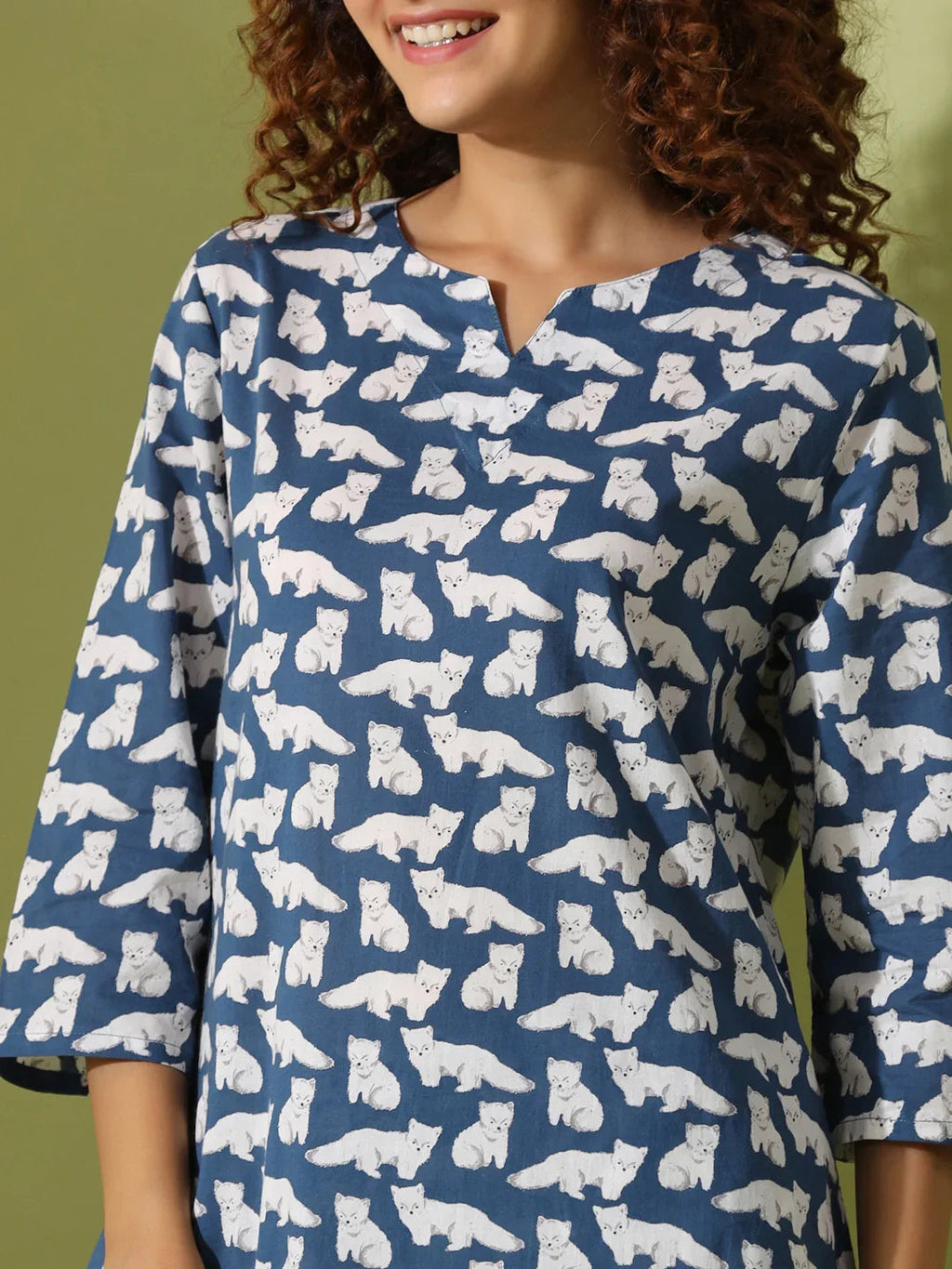 Blue panda print loungewear set - SanskrutiHomes 