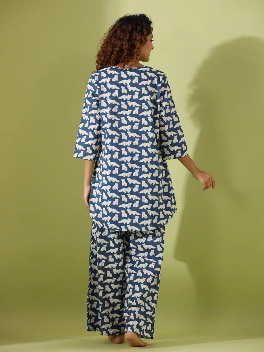 Blue panda print loungewear set - SanskrutiHomes 