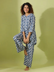 Blue panda print loungewear set - SanskrutiHomes 