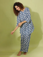 Blue panda print loungewear set - SanskrutiHomes 