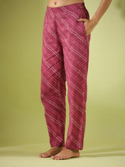 MYSTIC MAROON Bhandej Cotton 3 peice Co-ord set - SanskrutiHomes 
