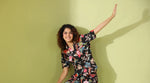 Black Cotton Printed Night Suit Set with Payjama - SanskrutiHomes 