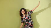Black Cotton Printed Night Suit Set with Payjama - SanskrutiHomes 