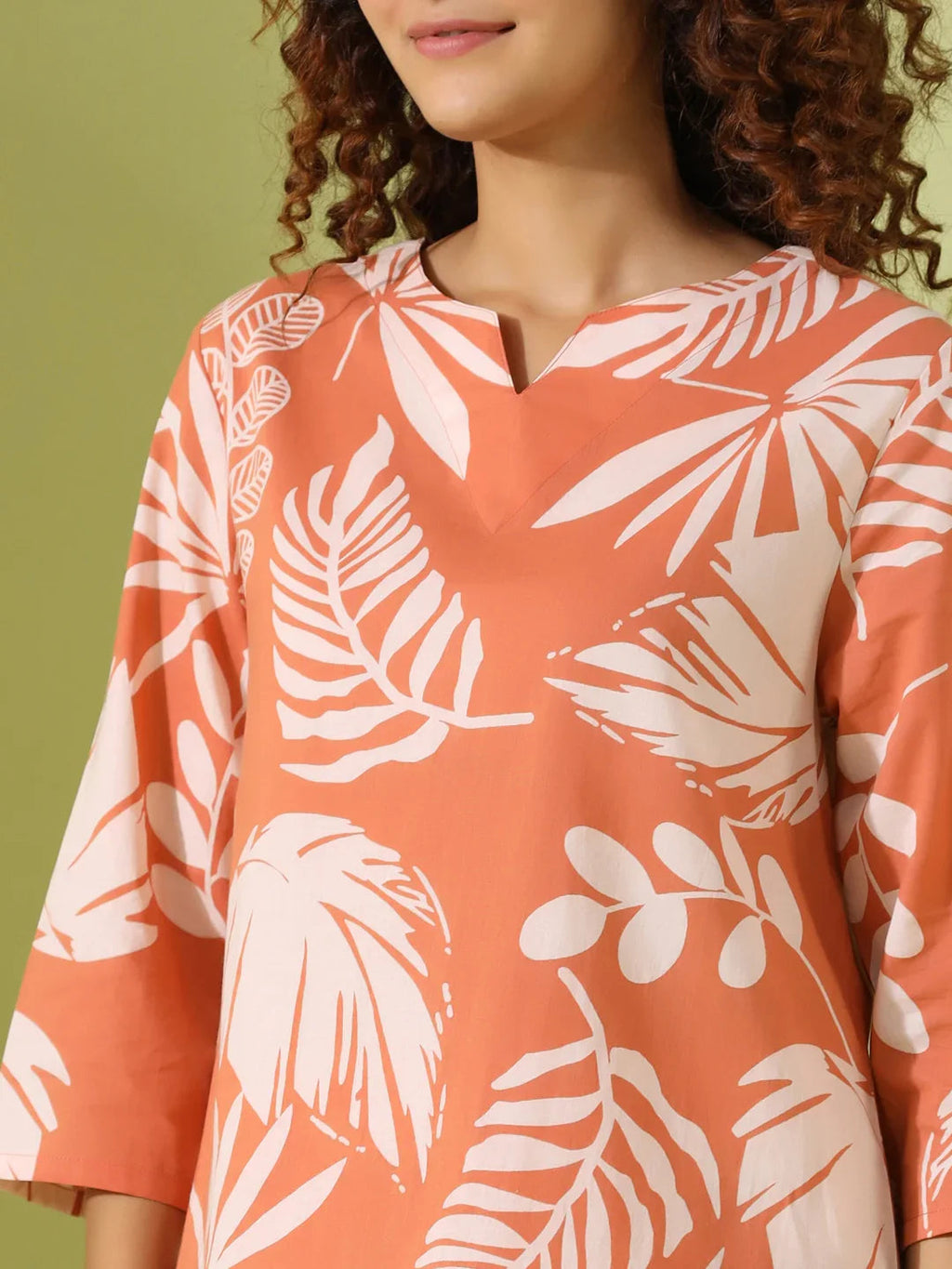 Orang leaf print loungewear set - SanskrutiHomes 