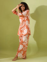 Orang leaf print loungewear set - SanskrutiHomes 