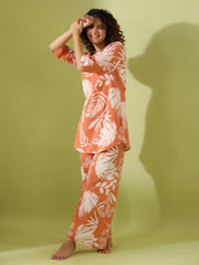 Orang leaf print loungewear set - SanskrutiHomes 