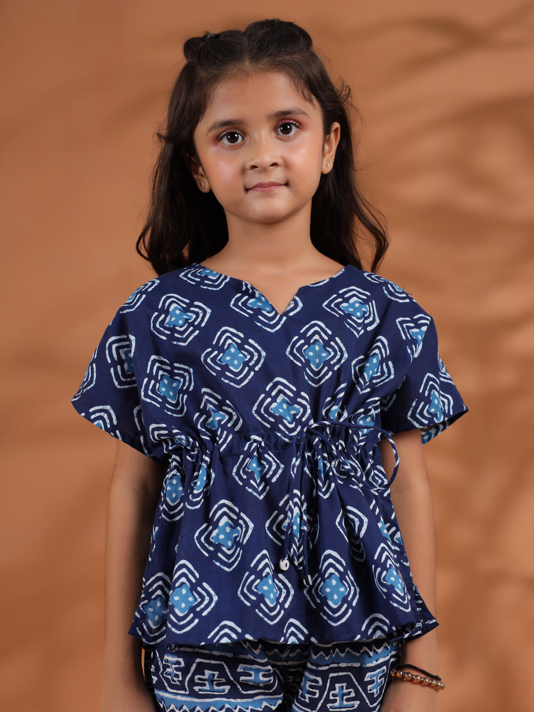 Blue Floral Printed Cotton Night Suit for Kids - SanskrutiHomes 