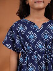 Blue Floral Printed Cotton Night Suit for Kids - SanskrutiHomes 