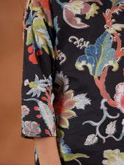 Black Flower Printed Kids Night Suit Set - SanskrutiHomes 