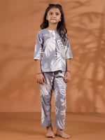 Flower Printed Round Neck Night Suit Set - SanskrutiHomes 