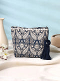 Boho Floral Cotton Pouch with Tassel - SanskrutiHomes 
