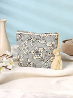 Floral Printed Quilted Pouch - SanskrutiHomes 