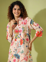 Beige Printed pure cotton co-ord set - SanskrutiHomes 