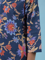 Blue Flower Printed Night Suit Set - SanskrutiHomes 