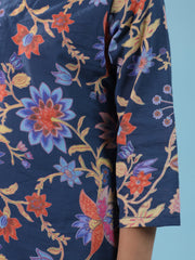 Blue Flower Printed Night Suit Set - SanskrutiHomes 