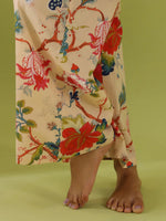 Beige Printed pure cotton co-ord set - SanskrutiHomes 