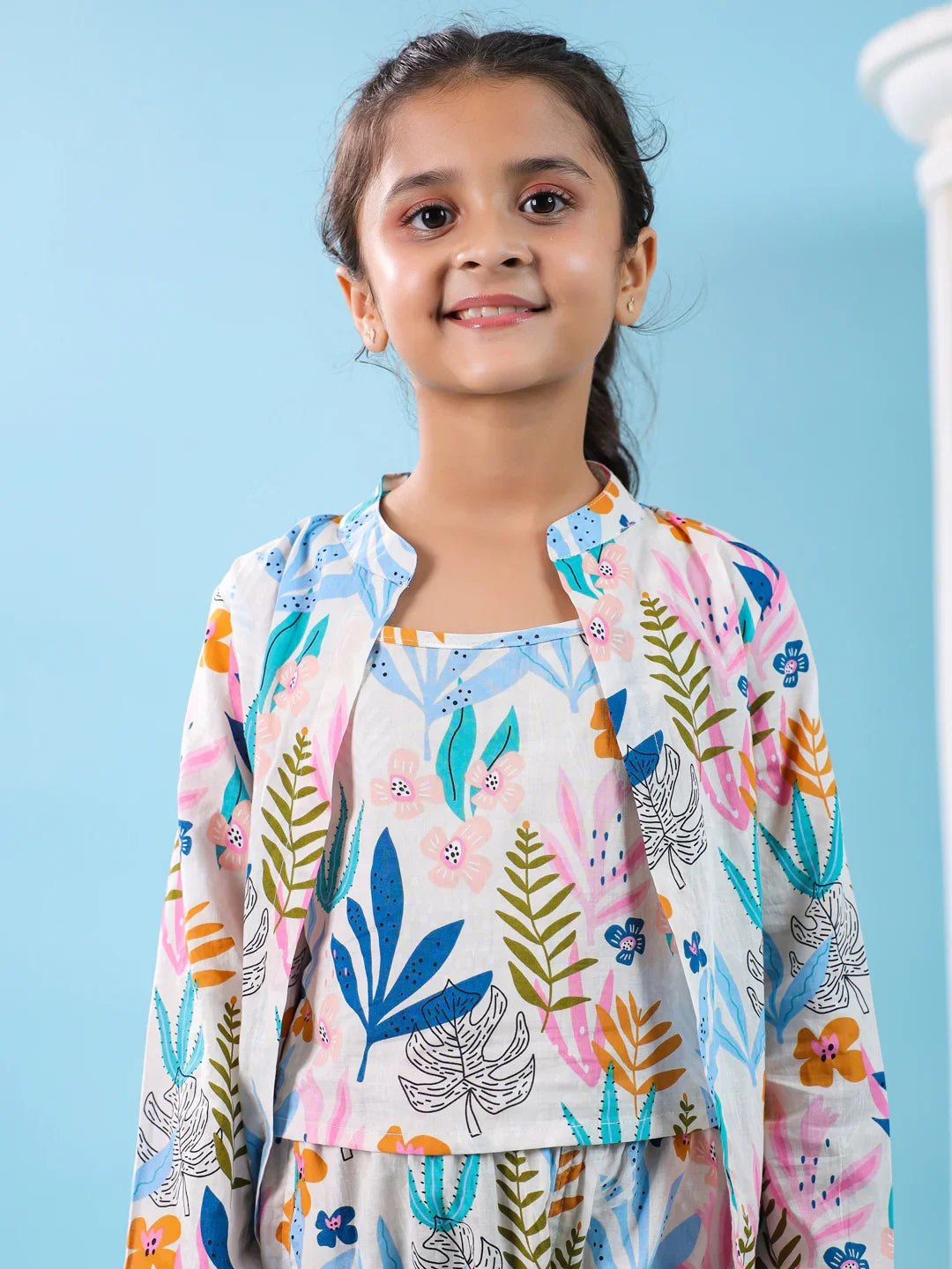 Set of 3 Floral Printed Kids Night Suit - SanskrutiHomes 