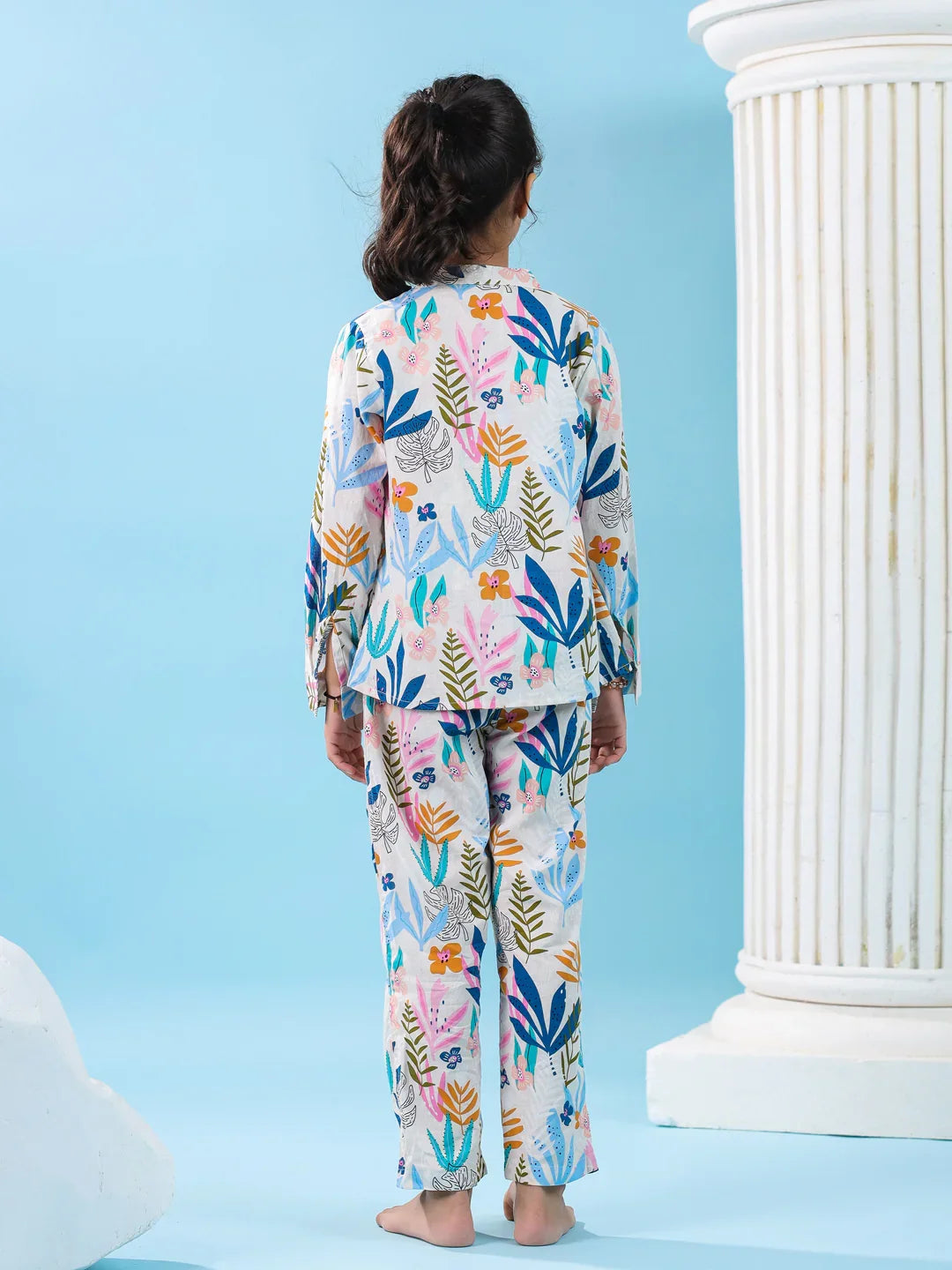 Set of 3 Floral Printed Kids Night Suit - SanskrutiHomes 