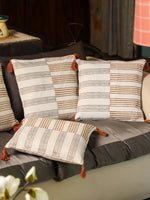 Cotton Brown Colour Geometric Cushion Covers - SanskrutiHomes 