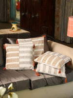 Cotton Brown Colour Geometric Cushion Covers - SanskrutiHomes 
