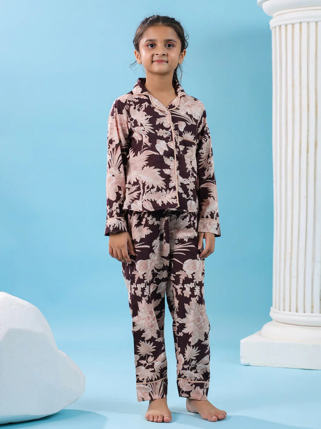 Floral Printed Full Sleeve Night Suit Set - SanskrutiHomes 