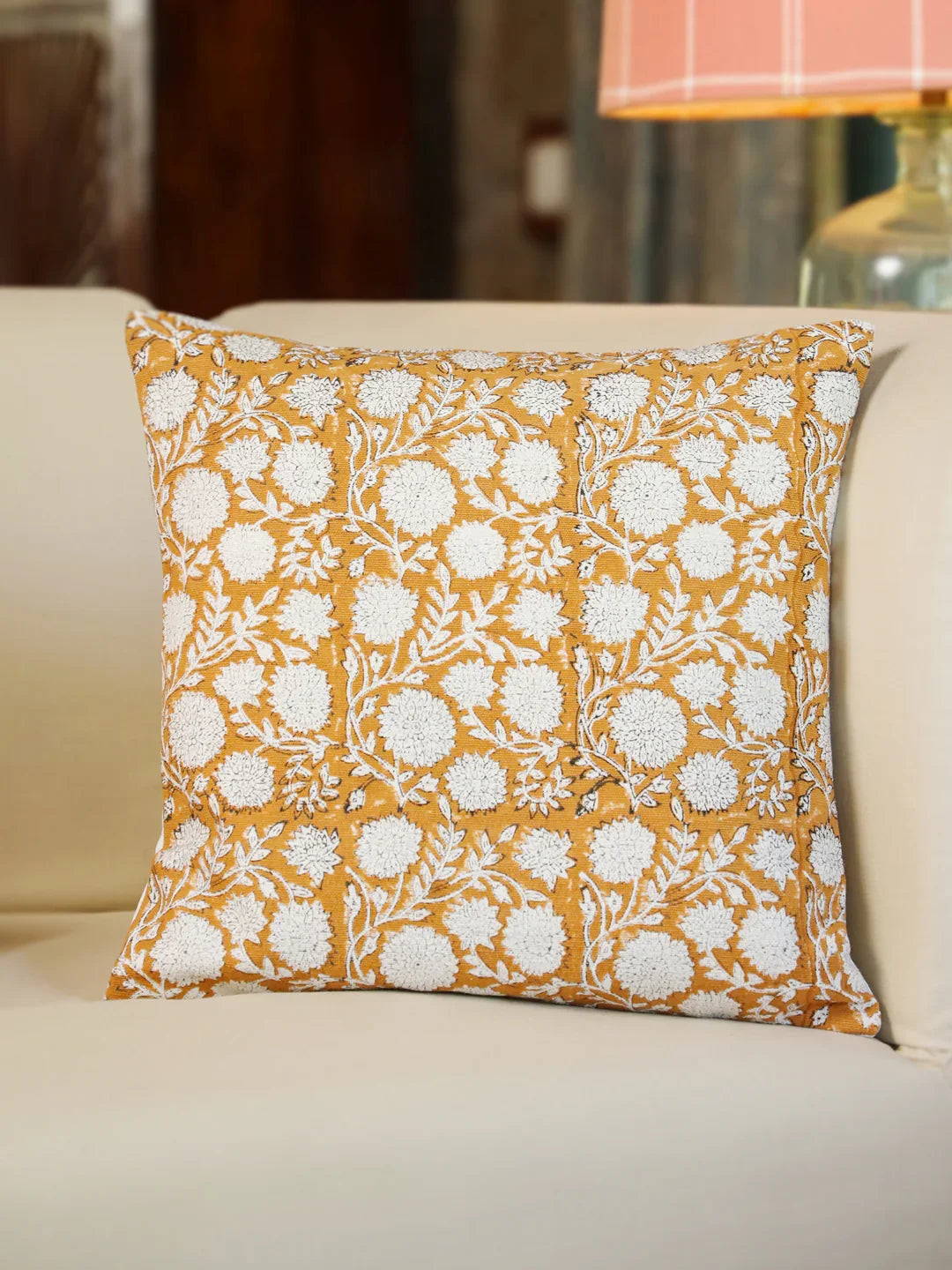 Cotton Off White Colour Floral Cushion Covers - SanskrutiHomes 