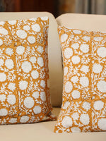 Cotton Orange Colour Floral Cushion Covers - SanskrutiHomes 