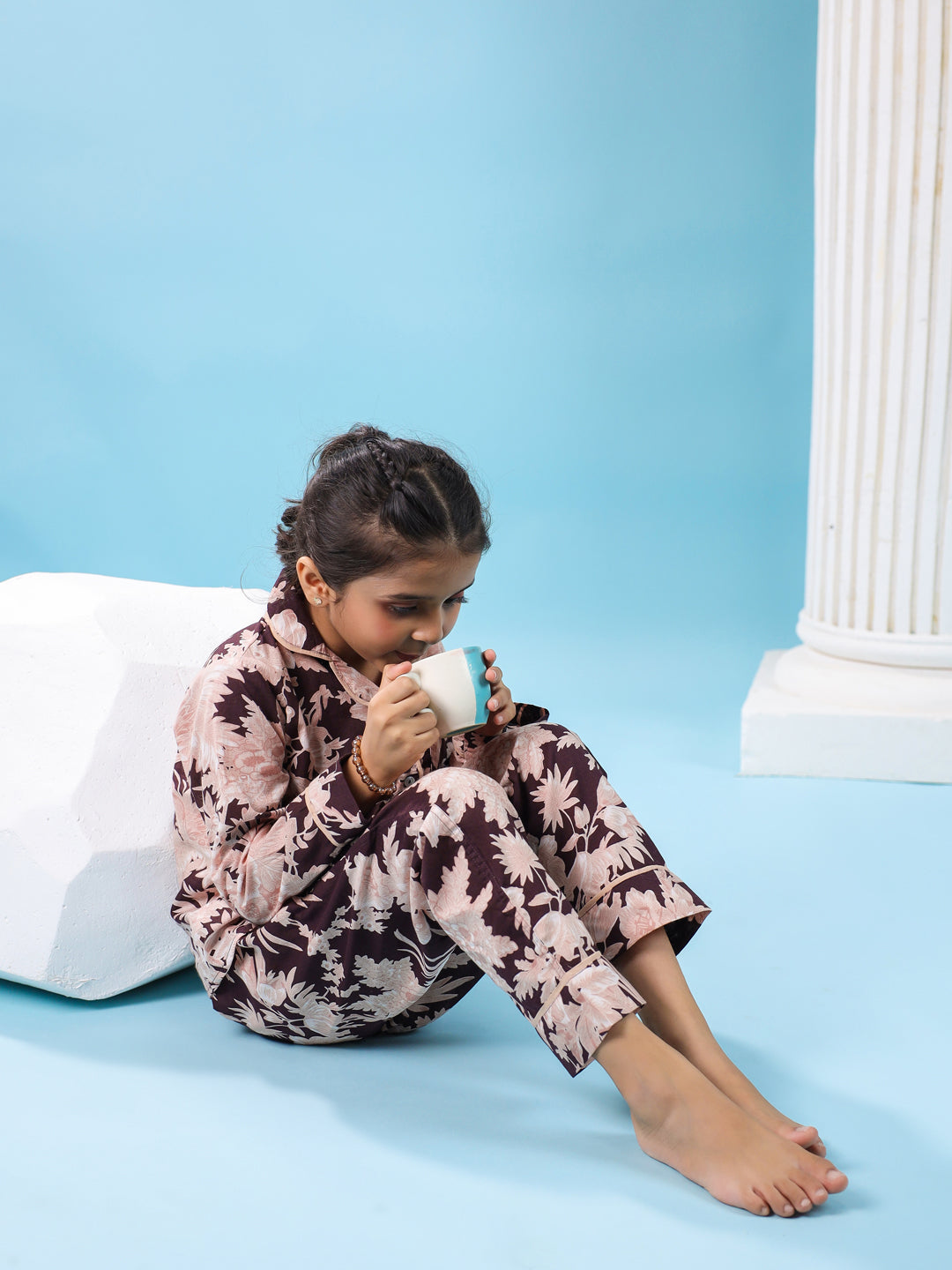 Floral Printed Full Sleeve Night Suit Set - SanskrutiHomes 