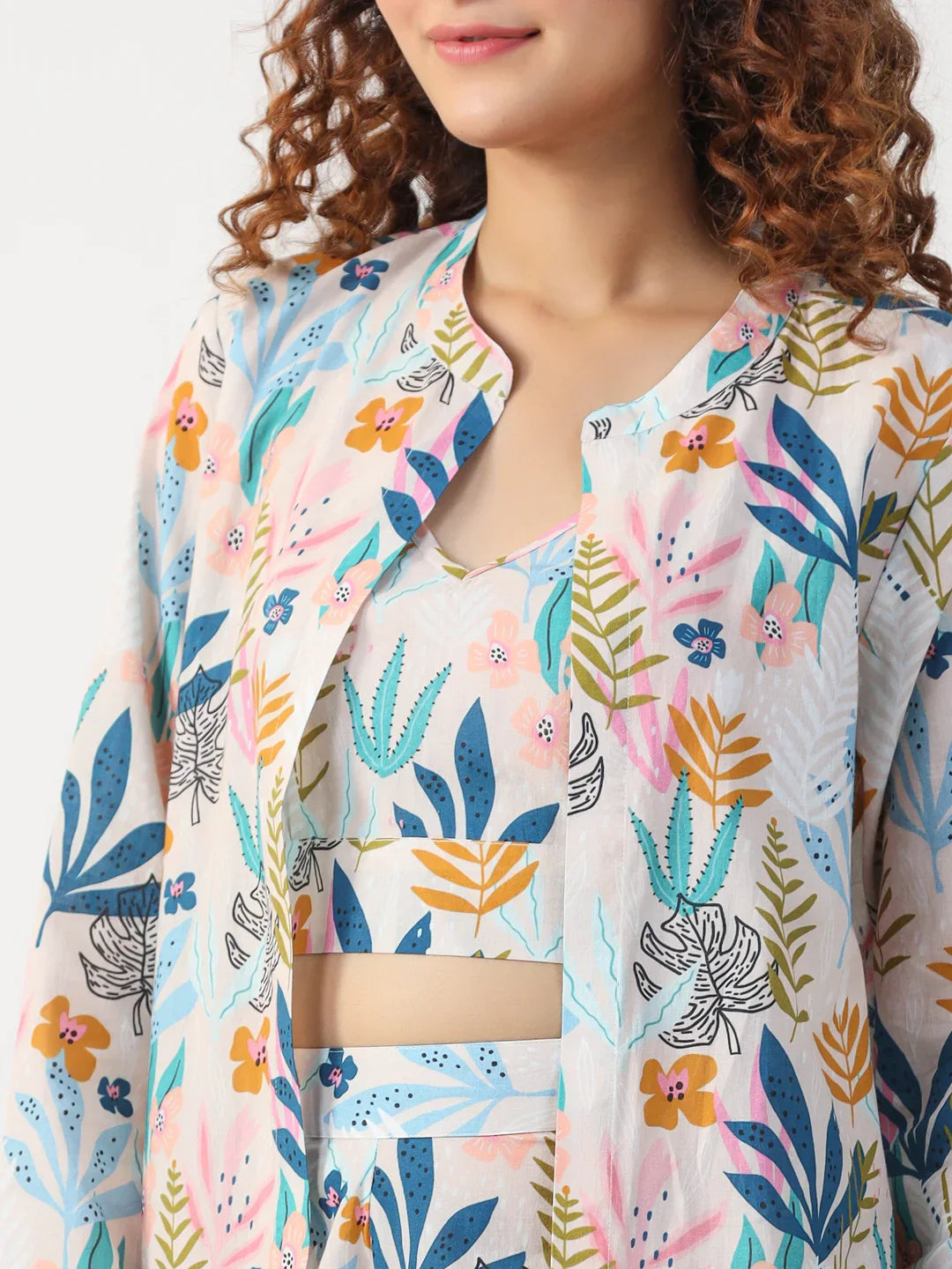 Liberty 3 pc Night Suit Set with Pyjama - SanskrutiHomes 