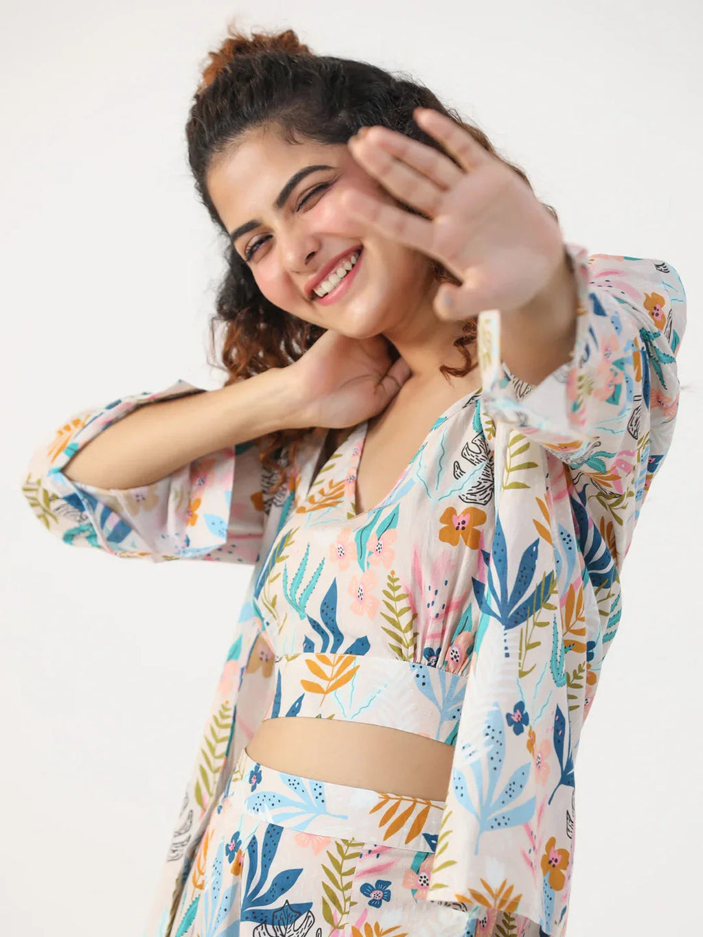 Liberty 3 pc Night Suit Set with Pyjama - SanskrutiHomes 