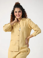 Beige Solid Night Suit - SanskrutiHomes 