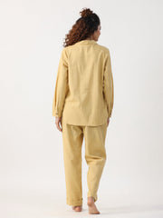 Beige Solid Night Suit - SanskrutiHomes 
