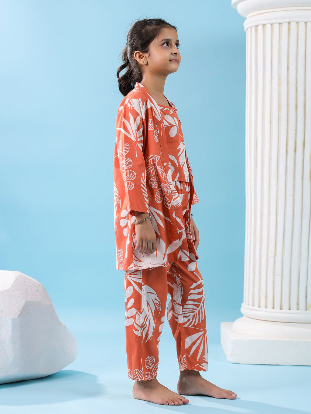 Set of 3 Floral Cotton Night Suit Set - SanskrutiHomes 