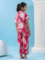 Pink Floral Cotton Night Suit for Kids - SanskrutiHomes 