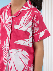 Pink Floral Cotton Night Suit for Kids - SanskrutiHomes 