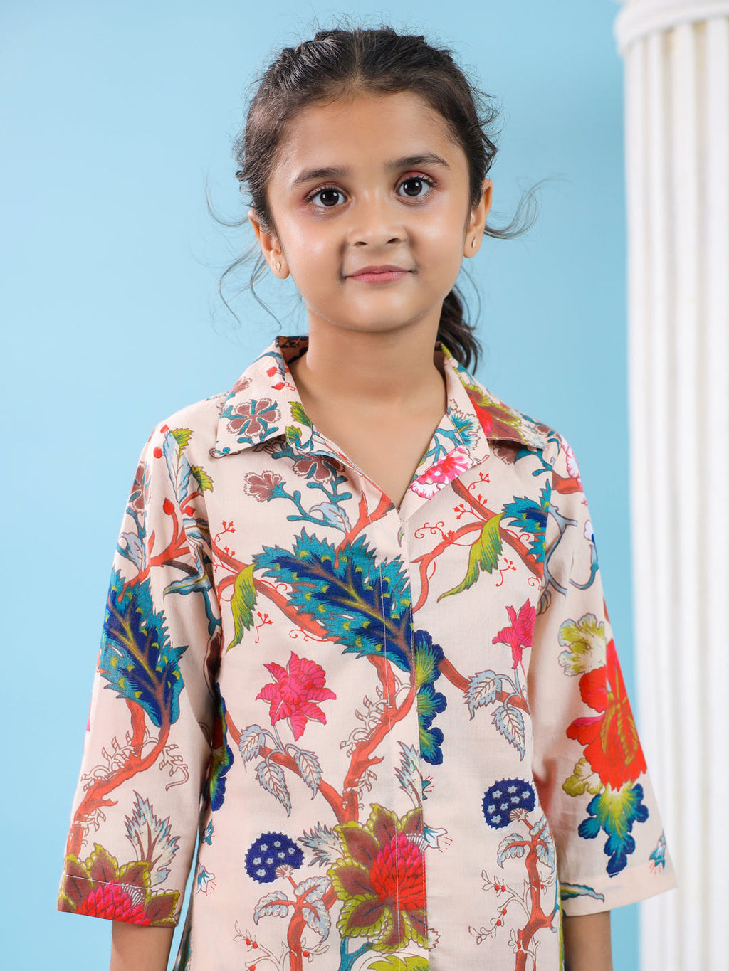 Multi Flower Printed Cotton Night Suit Set - SanskrutiHomes 