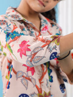 Multi Flower Printed Cotton Night Suit Set - SanskrutiHomes 