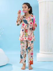 Multi Flower Printed Cotton Night Suit Set - SanskrutiHomes 