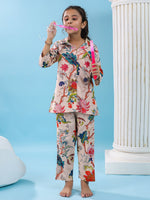 Multi Flower Printed Cotton Night Suit Set - SanskrutiHomes 