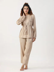 Women Beige modal co-ord set - SanskrutiHomes 