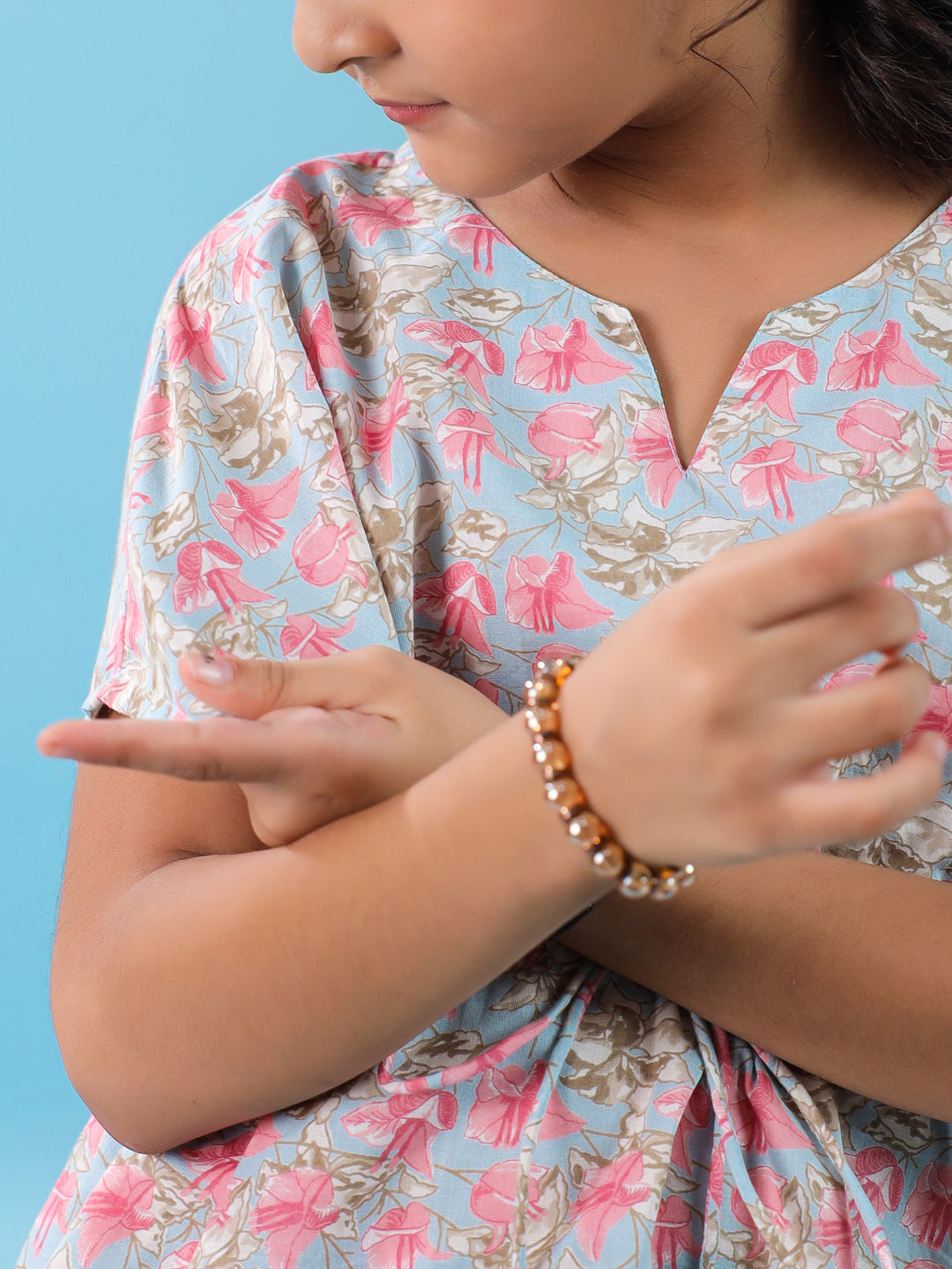 Floral Printed Cotton Night Suit for Kids - SanskrutiHomes 