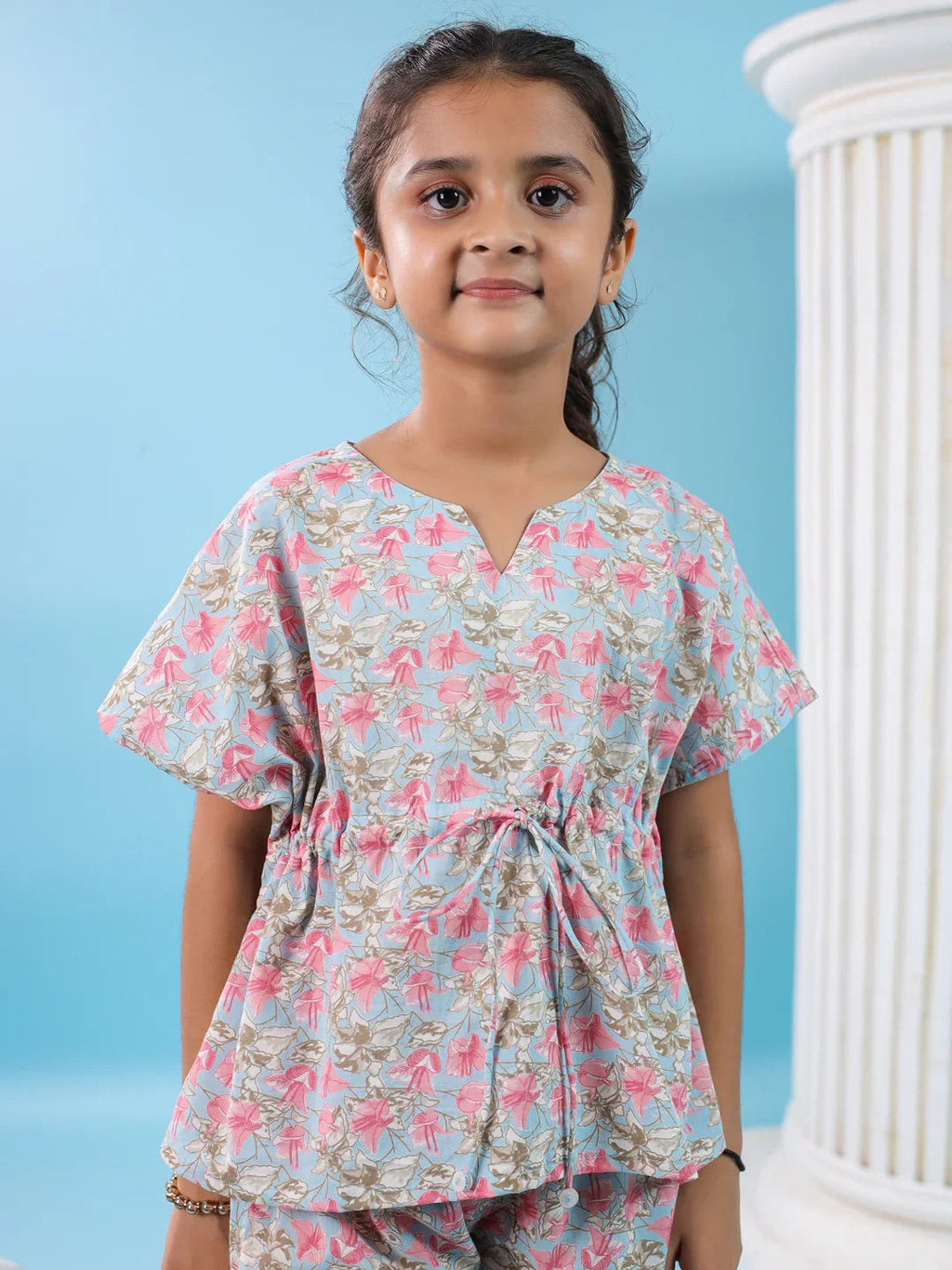 Floral Printed Cotton Night Suit for Kids - SanskrutiHomes 