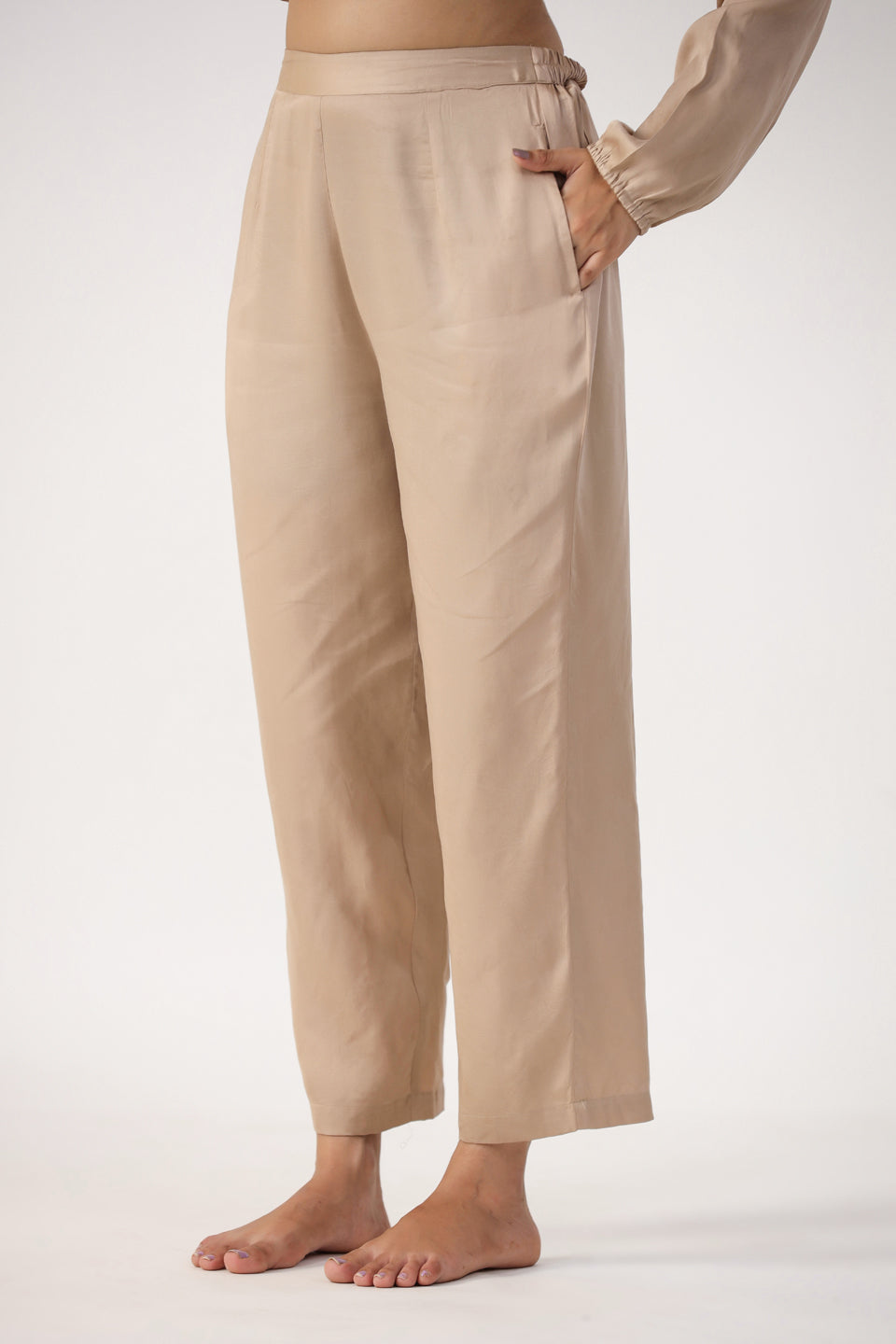 Women Beige modal co-ord set - SanskrutiHomes 