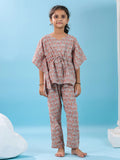 Pink Floral Printed Cotton Night Suit for Kids - SanskrutiHomes 