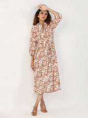 Brown abstract Dress - SanskrutiHomes 