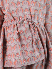 Pink Floral Printed Cotton Night Suit For Kids