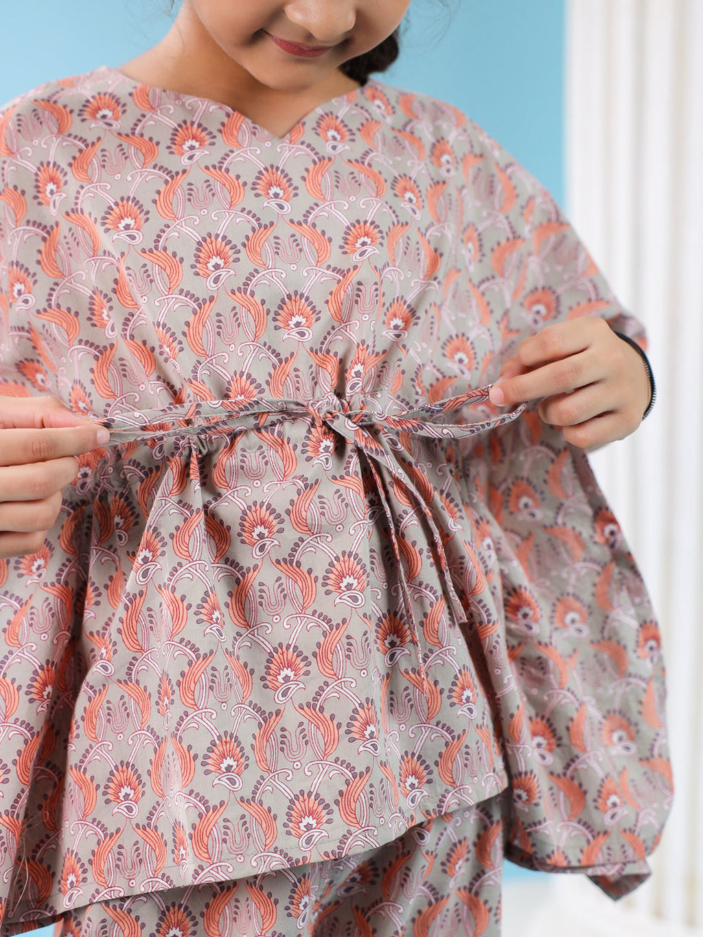 Pink Floral Printed Cotton Night Suit for Kids - SanskrutiHomes 